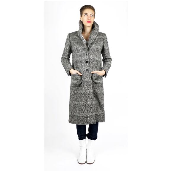 Vintage 1950s Black & White Tweed Knit Coat by Norell for I. Magnin | XS/Small - Picture 4 of 9